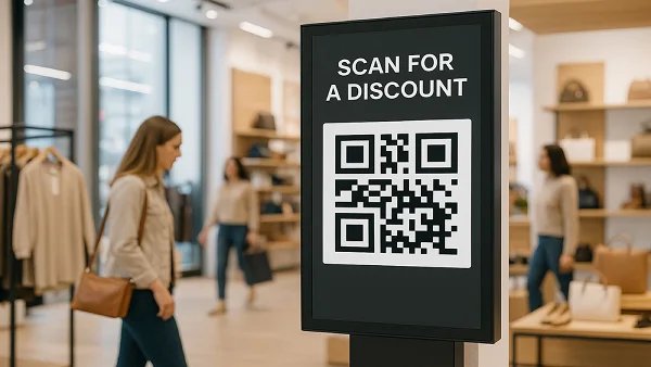 QR Code on a promotional display in a retail store